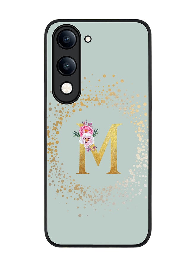 For vivo Y04 / Y29t 5G Case,Slim fit Camera Protection, Shockproof Thin Phone cover  - Custom Monogram Floral - M  (Light Grey )